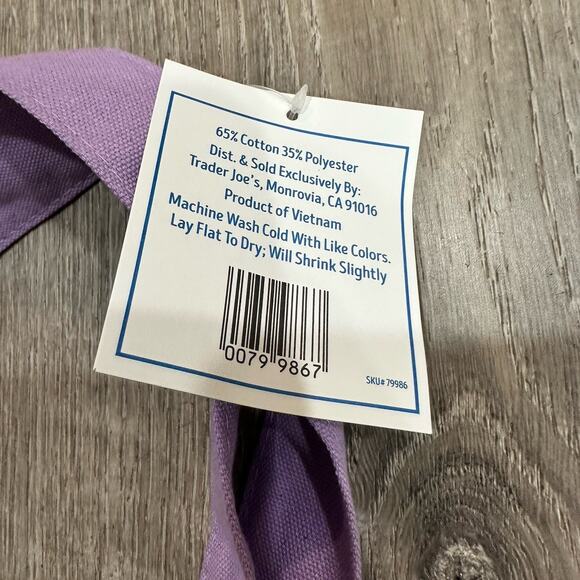 Trader Joe’s Mini Pastel Purple Canvas Tote Bag Limited New With Tags SHIP ASAP - Picture 7 of 7